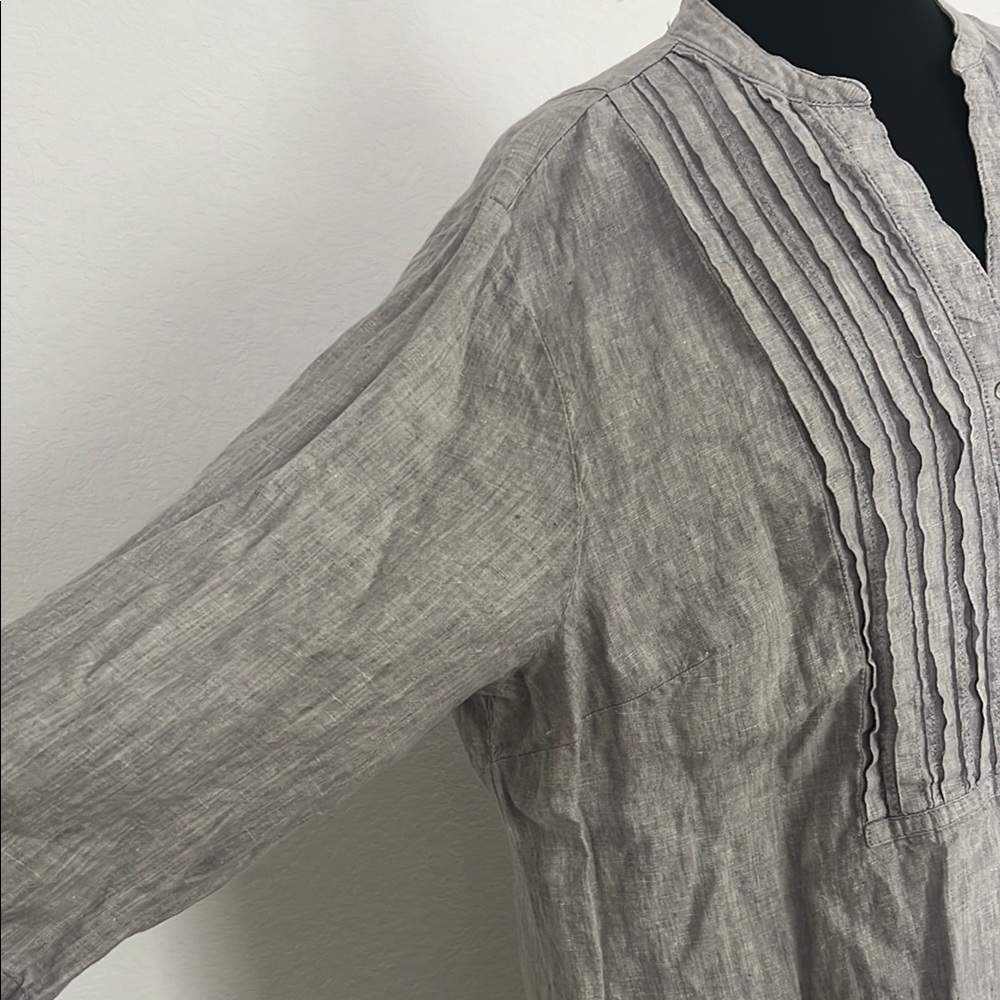 Ruby Rd Gray Linen Top - Picture 4 of 13
